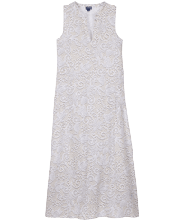 Robe longue sans manche femme Dentelles Blanc vue de face