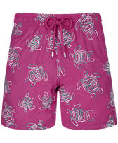 Men Swim Shorts Embroidered VBQ Turtles - Limited Edition Crimson purple front view