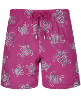 Men Swim Trunks Embroidered VBQ Turtles - Limited Edition Crimson purple front view