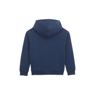 Sweat à capuche en coton garçon logo surpiqué Bleu marine vue de dos