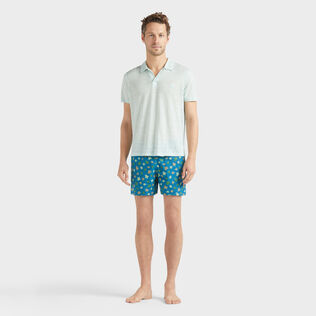 男士纯色亚麻运动 Polo 衫 Pacific 正面穿戴视图