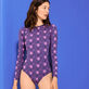 Women Long Sleeves One-Piece Rashguard Hypno Shell Navy details view 3