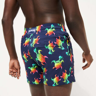 Men Stretch Swim Trunks Tortues Rainbow Multicolor - Vilebrequin x Kenny Scharf Navy details view 1