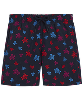 Pantaloncini mare bambino ricamati Ronde des Tortues Blu marine vista frontale