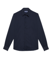 Camicia leggera in voile di cotone tinta unita Blu marine donne vista indossata frontale