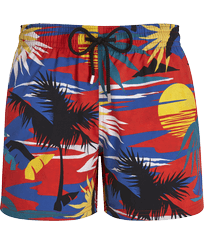 Men Stretch Swim Trunks Hawaiian Stretch - Vilebrequin x Palm Angels Red front view