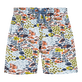 Boys Swim Shorts Ultra-light and Packable Fish Family Bianco vista frontale
