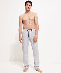 Hombre Autros Liso - Pantalones cómodos elásticos de lino y algodón lisos para hombre, Cemento vista frontal desgastada