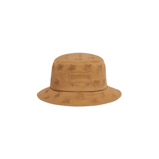 Embroidered Bucket Hat Turtles All Over Mocha vista frontal