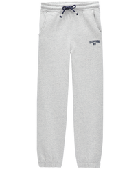 Pantalon jogging en coton garçon uni Gris chine vue de face
