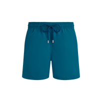 Men Swim Trunks Solid Peacock front view