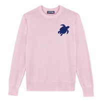 Men Cotton and Cashmere Crewneck Sweater Turtle Pink front view