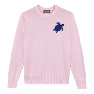 Men Cotton and Cashmere Crewneck Sweater Turtle Pink front view