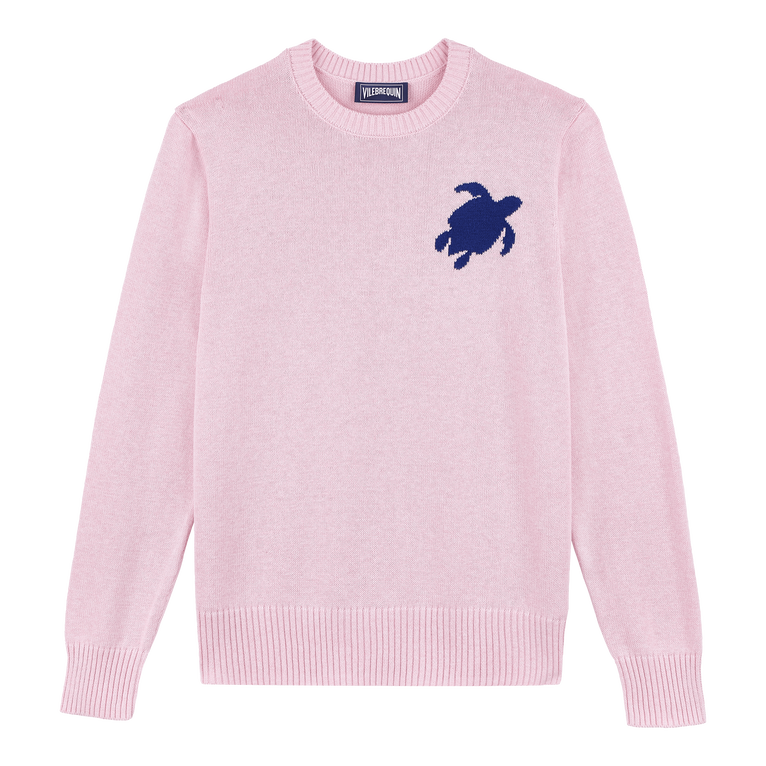 Men Cotton And Cashmere Crewneck Sweater Turtle - Rayol - Pink