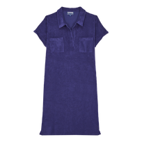 Vestido tipo polo en felpa de color liso para mujer Midnight vista frontal