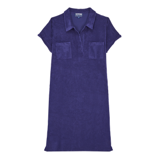 Vestido tipo polo en felpa de color liso para mujer Midnight vista frontal