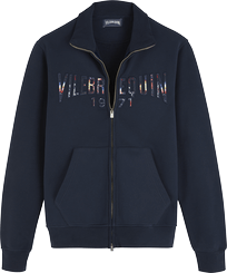 Neo Médusa Sweatshirt aus bestickter Baumwolle mit Reißverschluss für Herren Marineblau Vorderansicht