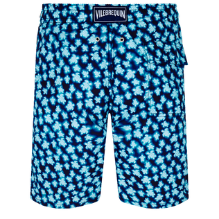 Men Long Swim Trunks Blurred Turtles Navy back view