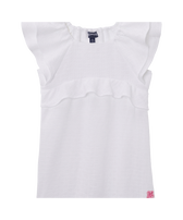 Vestido de algodón con bordado de tortuga para niña Blanco vista frontal