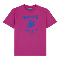 T-shirt en coton imprimé logo tortue homme Pourpre vue de face