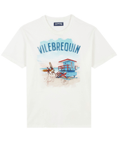 Camiseta de algodón con estampado Malibu Lifeguard para hombre Off white vista frontal