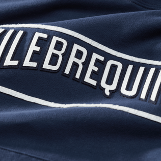 Sweat à capuche en coton garçon logo surpiqué Bleu marine vue de détail 1