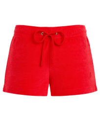 Women terry cloth Shorty solid - Vilebrequin x JCC+ - Limited Edition Poppy red front view