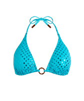 Women Triangle Bikini Top Relief Sparkling Disco green 正面图
