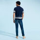 Men Cotton Bicolor Polo Navy back worn view