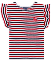 Girls Striped Terry Tank top White navy red front view