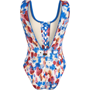 Women Lace-Up One-piece Swimsuit Flowers in the Sky Palace back view