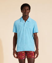 Men Terry Polo Solid Santorini front worn view