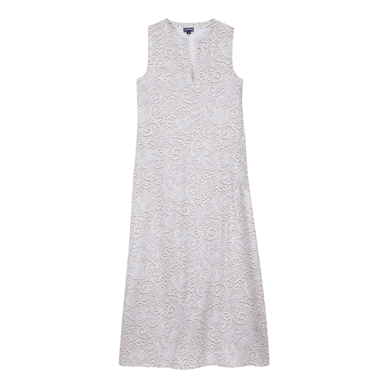 Langes Dentelles Strandkleid Aus Tencel Für Damen - Feather - Weiss