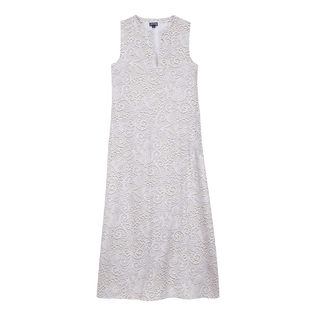 Women Long Tencel Cover-Up Beach Dress Dentelles White front view