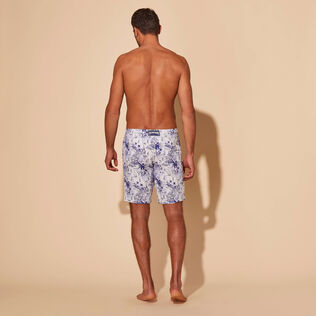 Men Linen Bermuda Shorts Riviera Ink back worn view
