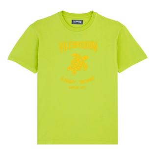 Men Cotton T-Shirt Printed Turtle Logo Lemongrass front view