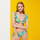 Donna Ferretto Stampato - Top bikini donna all'americana Butterflies, Laguna vista frontale indossata