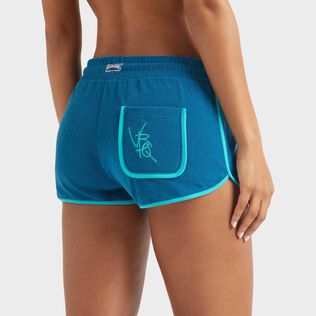Pantalones cortos de tejido terry con estampado VBQ Line para mujer Peacock detalles vista 2