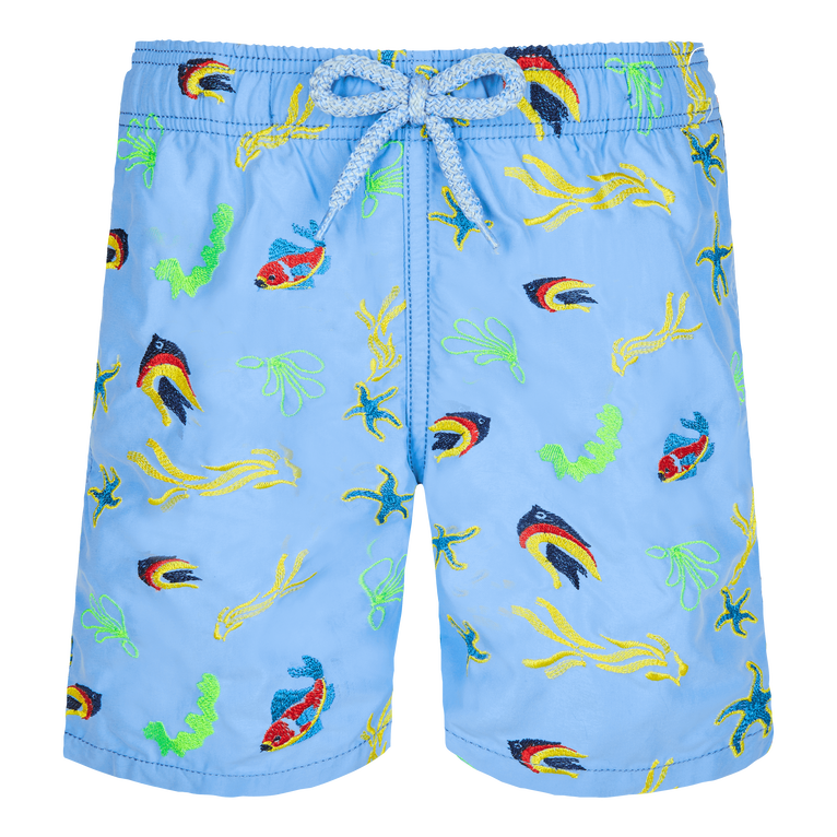 Costume Da Bagno Bambino Ricamato Naive Fish - Edizione Limitata - Costume Da Bagno - Misjim - Blu