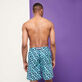 Men Long Swim Trunks Blurred Turtles Navy back worn view
