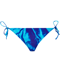 Les Draps Froissés Mini-Bikinihöschen zum Binden für Damen Neptune blue Vorderansicht