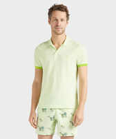 Men Organic Cotton Pique Polo Shirt Solid Macaroon front worn view