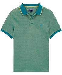 Polo en piqué de algodón de color liso y cambiante para hombre Linden vista frontal