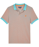 Polo en piqué de algodón de color liso y cambiante para hombre Guava vista frontal