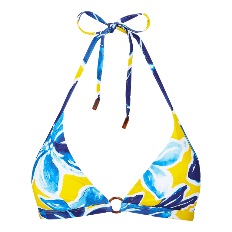 Women Halter Bikini Top Raiatea - Flechett - Yellow - Size M - Vilebrequin