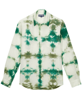 Men Linen Shirt Tie & Dye Emerald front view