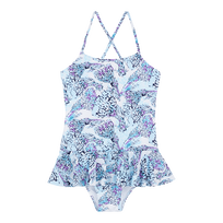 Girls One-Piece Swimsuit Isadora Fish White front view