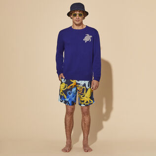 Men Wool and Cashmere Crewneck Sweater Turtle Ink details view 1