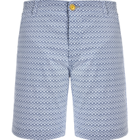 Men Cotton Bermuda Shorts Micro Starlettes White front view