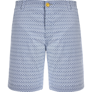 Men Cotton Bermuda Shorts Micro Starlettes White front view